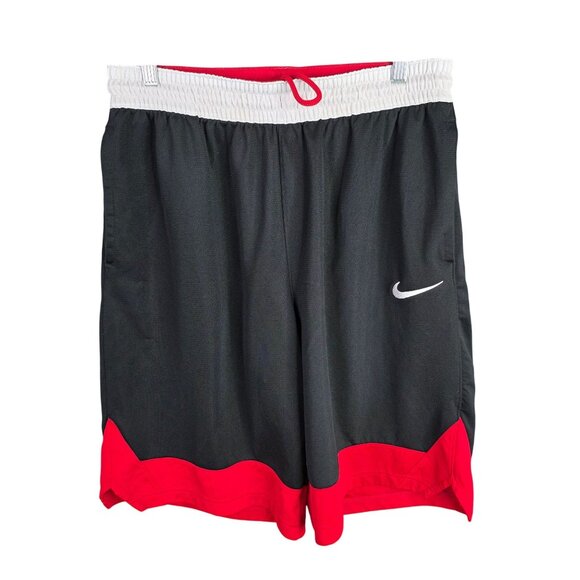 Mens Black White & Red Nike Dri Fit Athletic Shorts 11" Inseam Polyester Size L - Picture 1 of 10